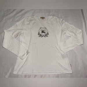 REDUCED SALE! Burberry White Long Sleeve Crest Logo Tee